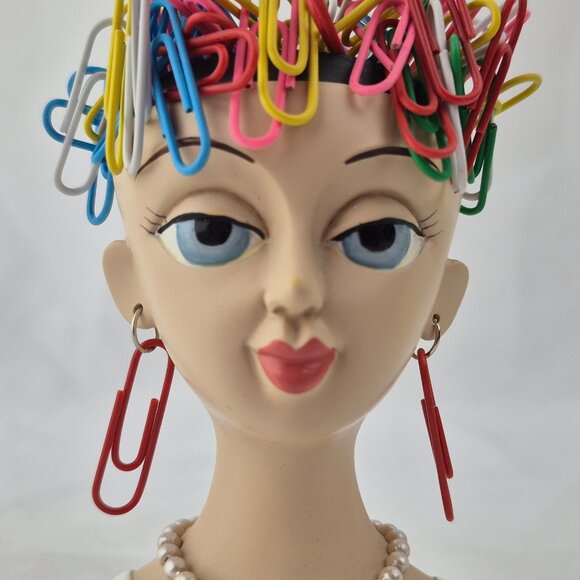 Bad Hair Day Paperclip Holder Lady Head Magnetic - Picture 7 of 14